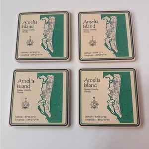 Coasterstone Absorbent Stone Coaster Cork Bottom Amelia Island,Florida Set Of 4